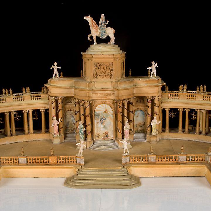 Model van het vuurwerkpaviljoen ter ere van de Vrede van Aken